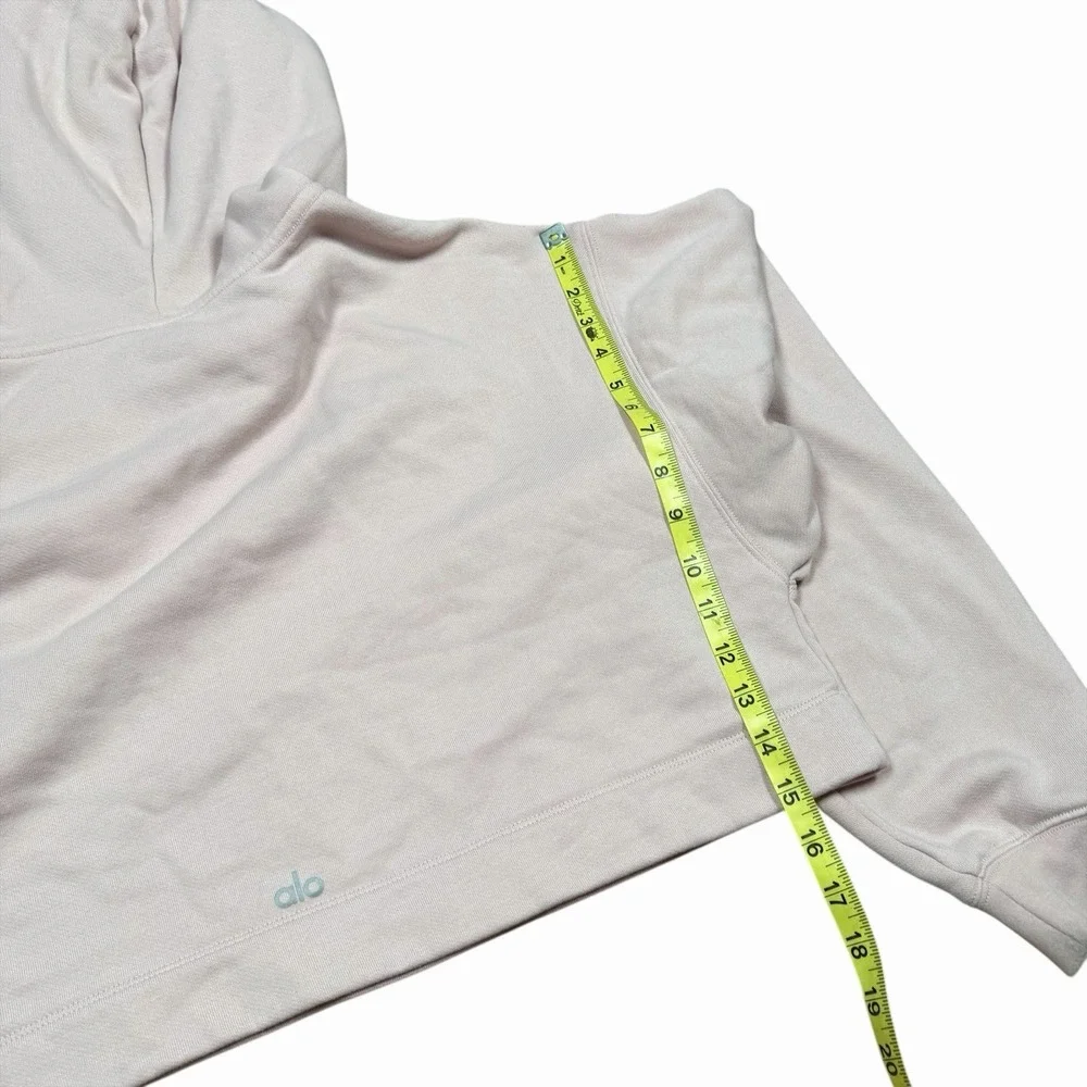 Alo Yoga Bae Hoodie Cropped Long Sleeve in Light Pink Women's‎ Sz S